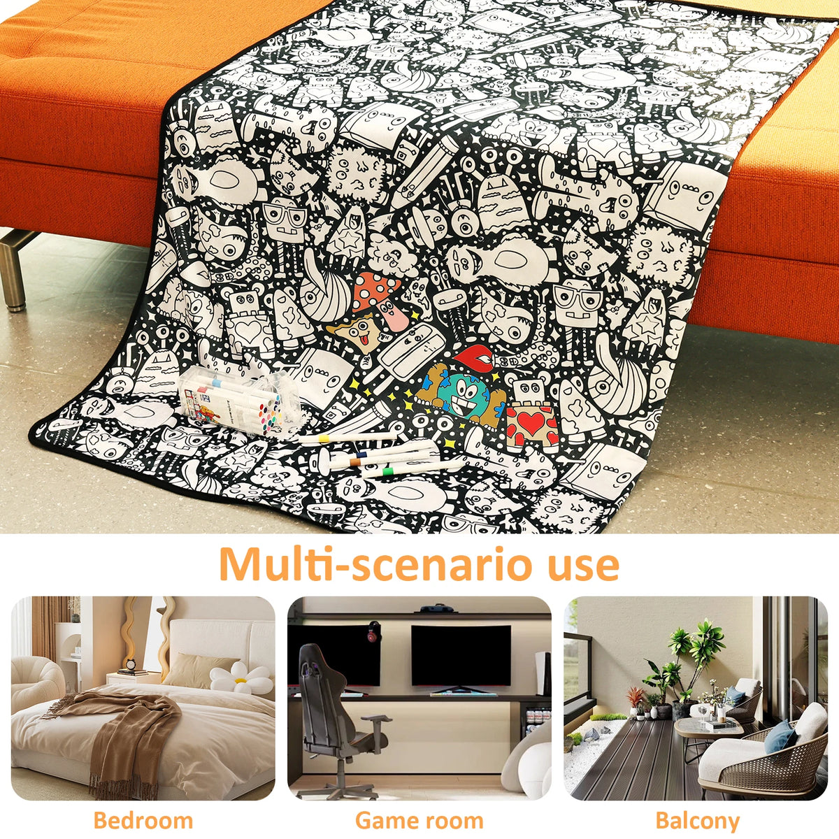 PINTAMANTA™ · Manta para Colorear XL - 150 × 125 cm — 24 marcadores incluidos
