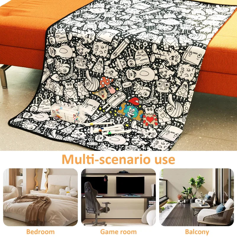 PINTAMANTA™ · Manta para Colorear XL - 150 × 125 cm — 24 marcadores incluidos