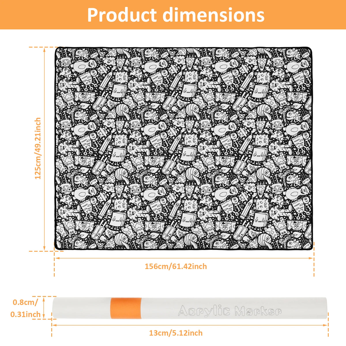 PINTAMANTA™ · Manta para Colorear XL - 150 × 125 cm — 24 marcadores incluidos