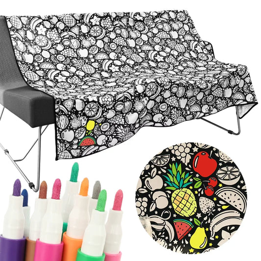 PINTAMANTA™ · Manta para Colorear XL - 150 × 125 cm — 24 marcadores incluidos